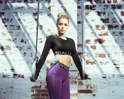 Babalu Fashion long sleeve crop top, open back design, chich and sporty 