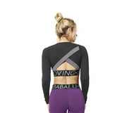 Babalu Fashion long sleeve crop top, open back design, chich and sporty 