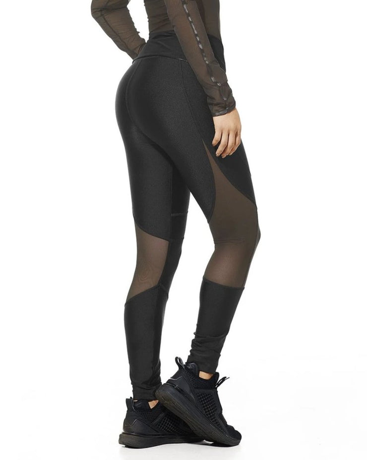 Mia, Black Leggings With Mesh Inserts